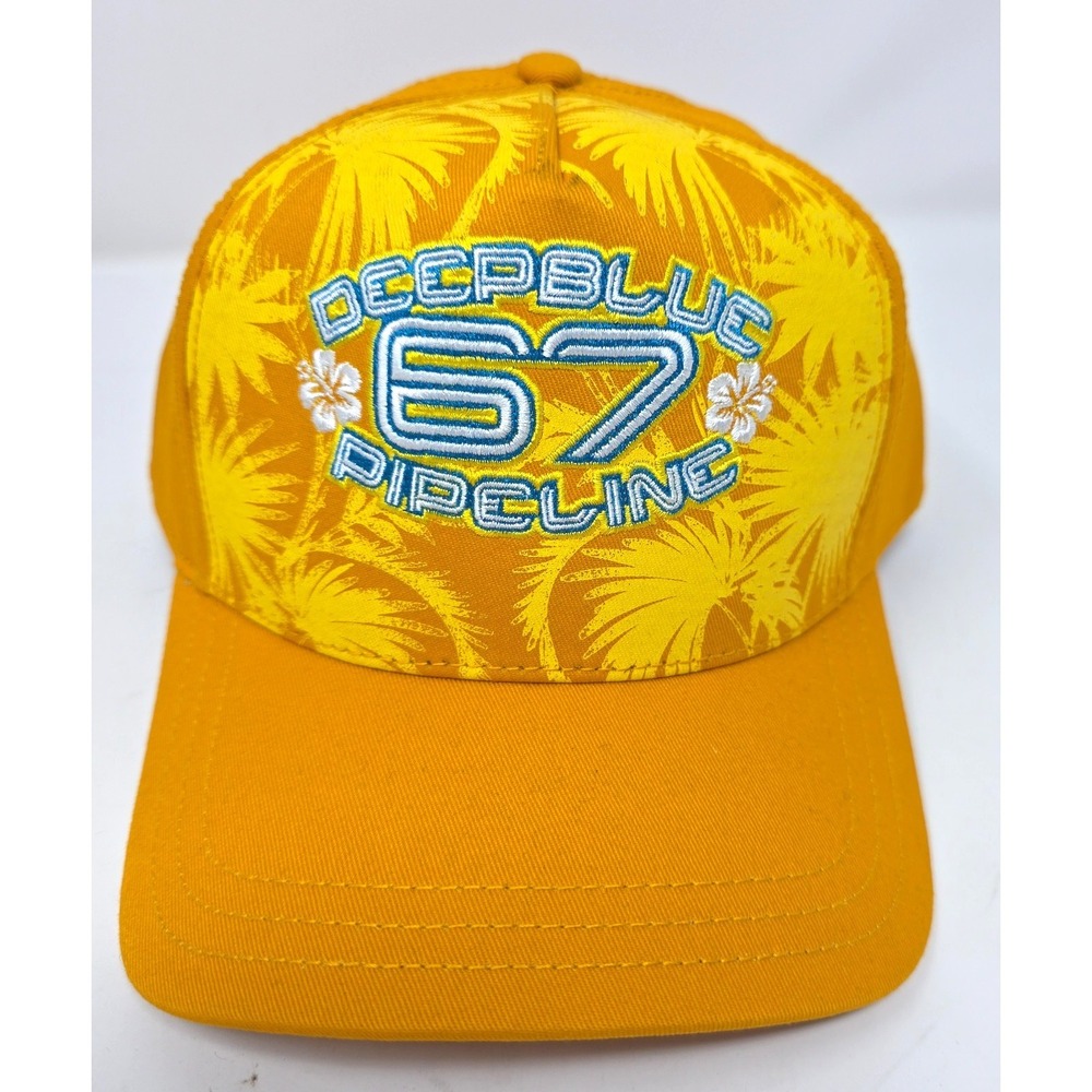 HYP‎ Baseball Cap Mens Yellow Tropical Deep Blue 67 Pipeline Embroidered NWT